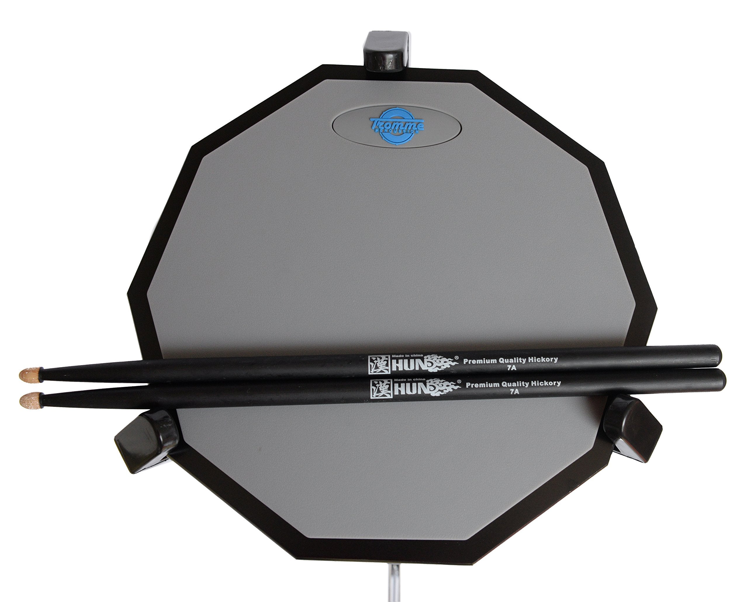 Tromme Drum Practice Pad & Carrying Case   12 Inches   Silicone   Wooden Base With Real Drum Feel   Practice Quietly   Sticks An